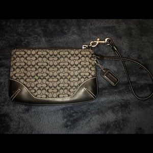 Coach black small c logo wristlet